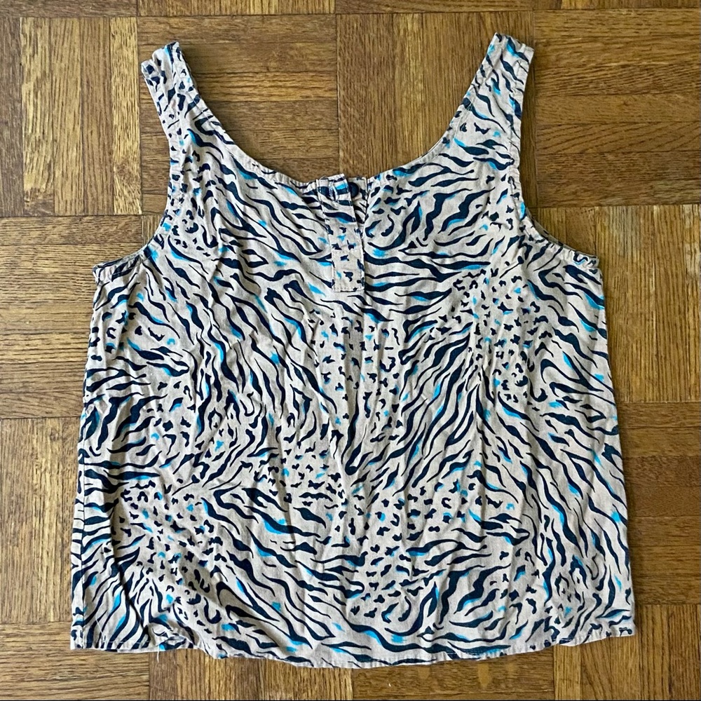 vintage 80s 90s animal zebra tiger graphic print cotton crop tank top